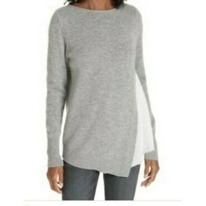 Brochu Walker Pullover Sweater Size M Arctic Gray White Layered Cashmere Blend